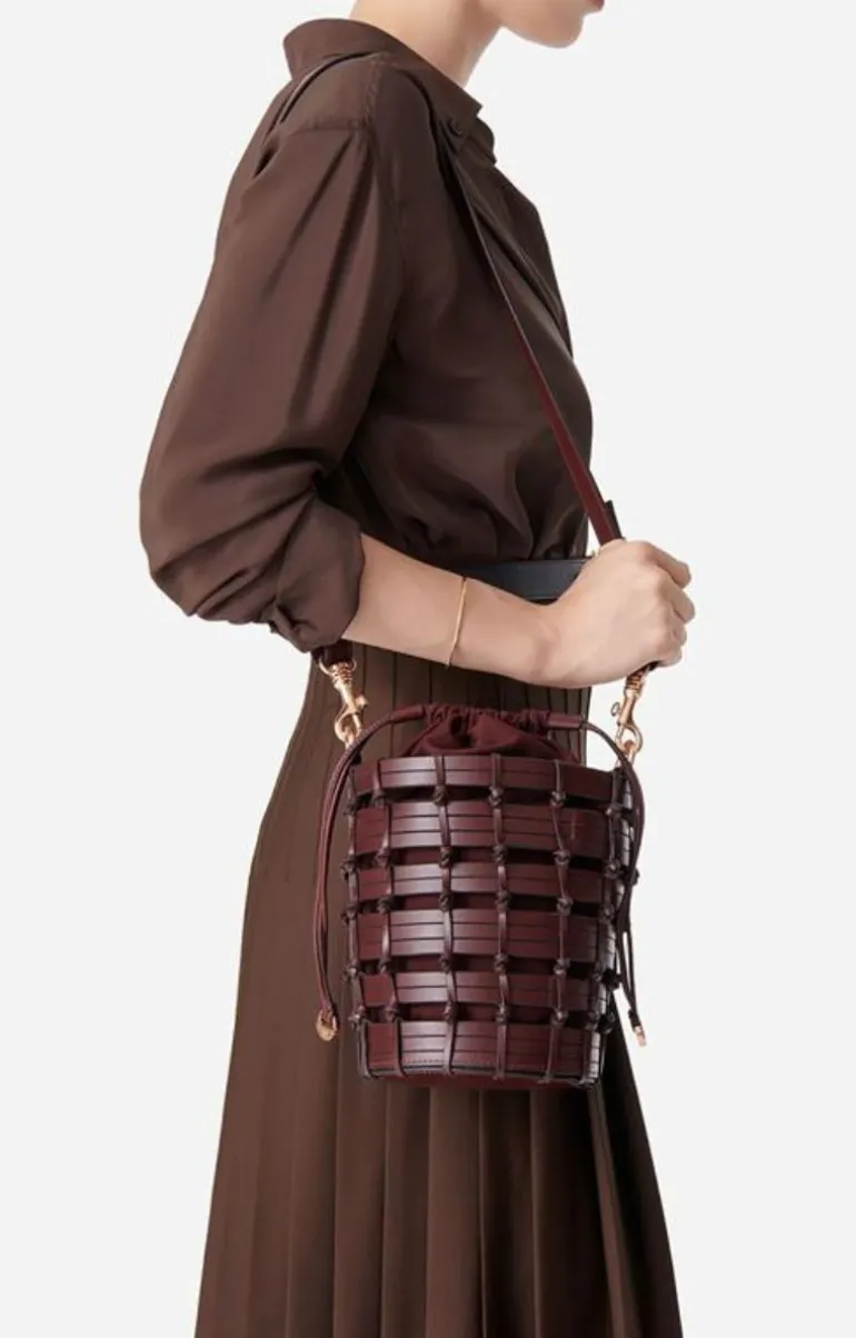 Vanessa Bruno Sacs à Bandoulière^Petit Sac Seau En Cuir Tressé En Cuir De Buffle